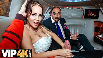 Random stranger gets lucky with a wealthy bride in a wedding limousine