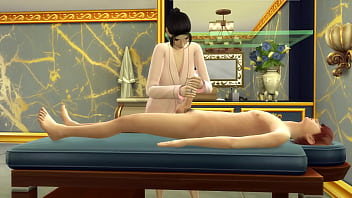 Stepmother's first client receives a sensual massage from her stepson at her new salon